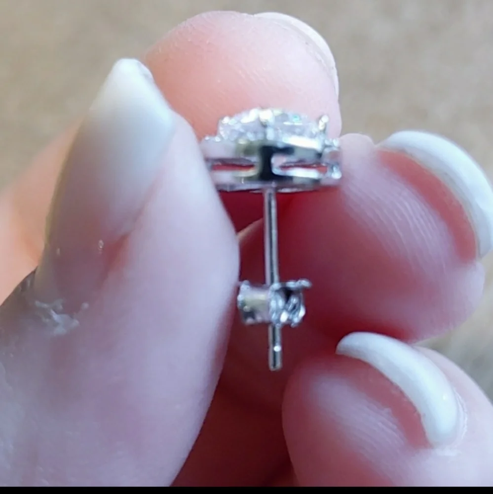 3.44 CTTW Halo Stud Earrings w/ Swarovski Elements - Picture 5 of 7